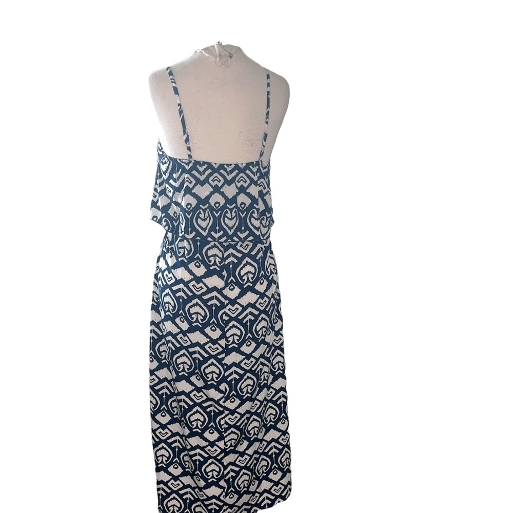 Indulge blue and white geometric print sleeveless maxi dress size Small - Picture 5 of 13